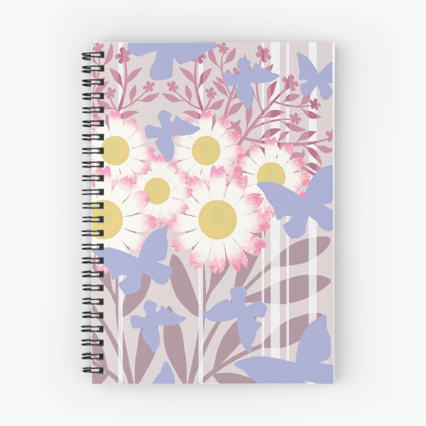 Artikelvorschau, Vintage-Blumenstreifenmuster mit Gänseblümchen und Schmetterlingen entworfen und verkauft von KateKeoganDesign.