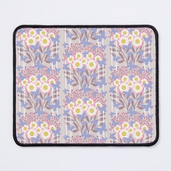 Item preview, Vintage floral stripe pattern with daisies and butterflies designed and sold by KateKeoganDesign.