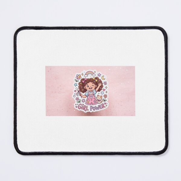 Item preview, Cute girl with wand, rainbow, cat, flowers, celebrating girl power joyfully. designed and sold by VisionInkStudio.