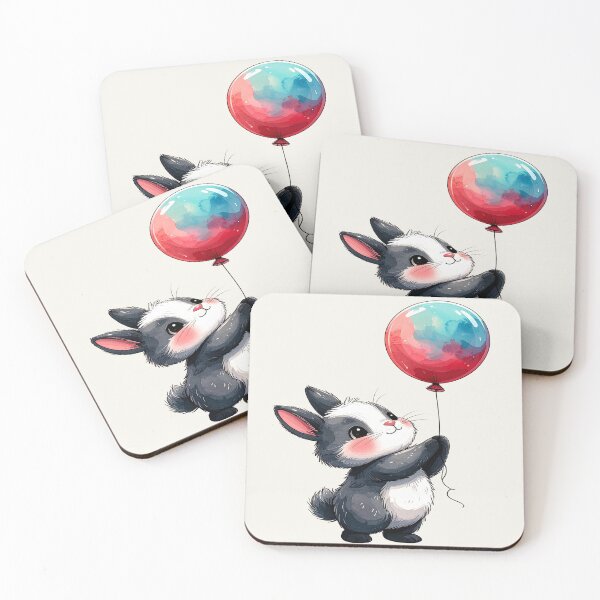 Item preview, Bunny with red and blue balloon designed and sold by LiskoDesign.