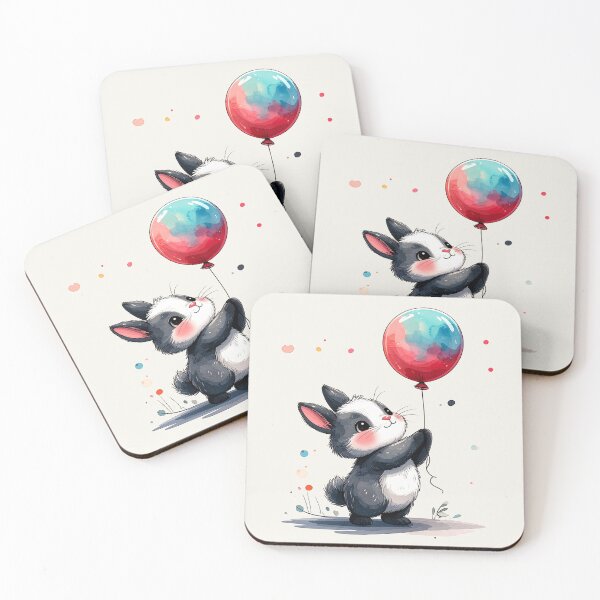 Item preview, Bunny with red and blue balloon against a background designed and sold by LiskoDesign.