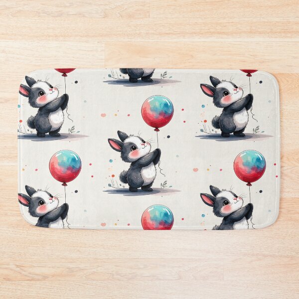 Artikelvorschau, Bunny mit rot blauem Luftballon mit Hintergrund  entworfen und verkauft von LiskoDesign.
