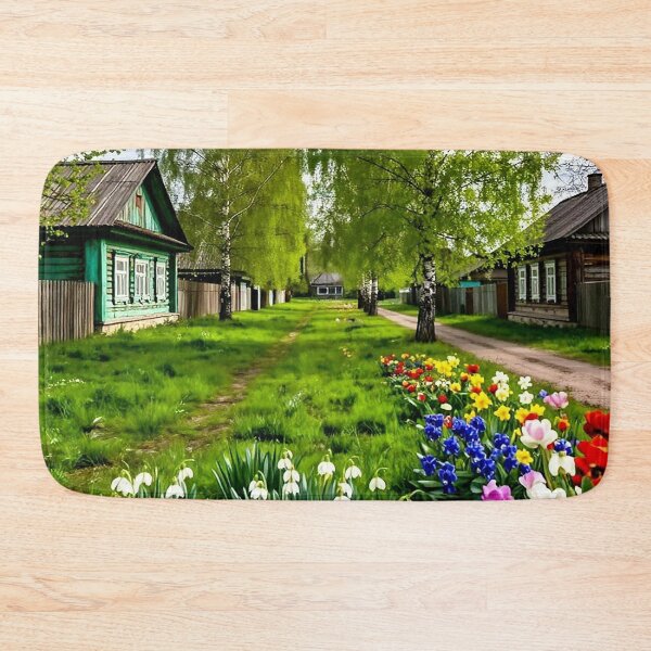 Item preview, Spring Village Landscape – Blooming Countryside Scene designed and sold by AmetistLight.