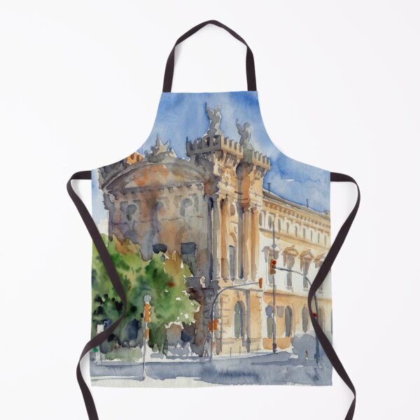 Item preview, Aduana Building Barcelona Port Vell Watercolor Cityscape designed and sold by caracatita75.