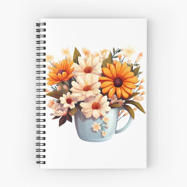 Item preview, Orange and Cream Daisy Bouquet in Light Blue Mug - Cheerful Floral Art Print designed and sold by DesignArtist.ia.