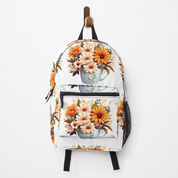 Item preview, Orange and Cream Daisy Bouquet in Light Blue Mug - Cheerful Floral Art Print designed and sold by DesignArtist.ia.