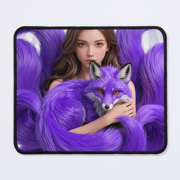 Item preview, Girl with Purple Fox – Fantasy Spirit Animal Art designed and sold by AmetistLight.