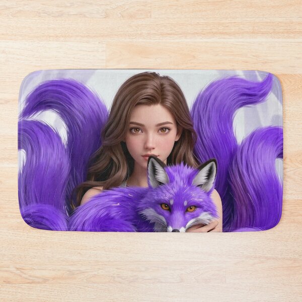 Item preview, Girl with Purple Fox – Fantasy Spirit Animal Art designed and sold by AmetistLight.