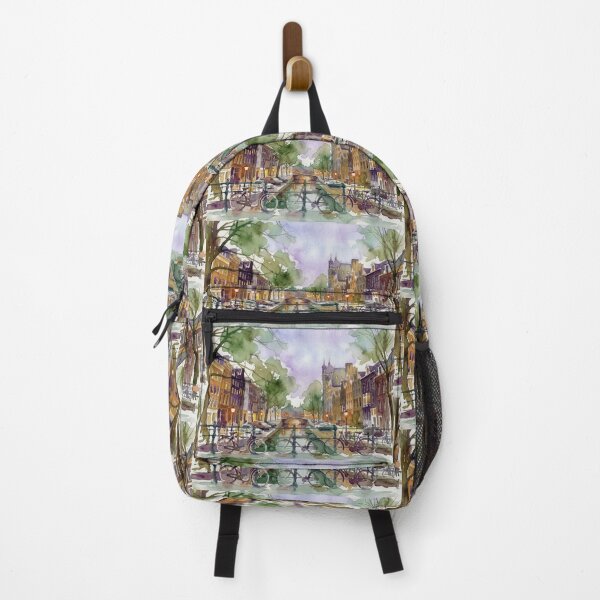 Item preview, Amsterdam Canal and Bicycles Watercolor Dutch Cityscape designed and sold by caracatita75.