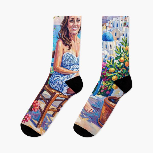 Item preview, Portrait of a woman seated on a wooden chair on a Mediterranean terrace designed and sold by Lefteris Betsis.