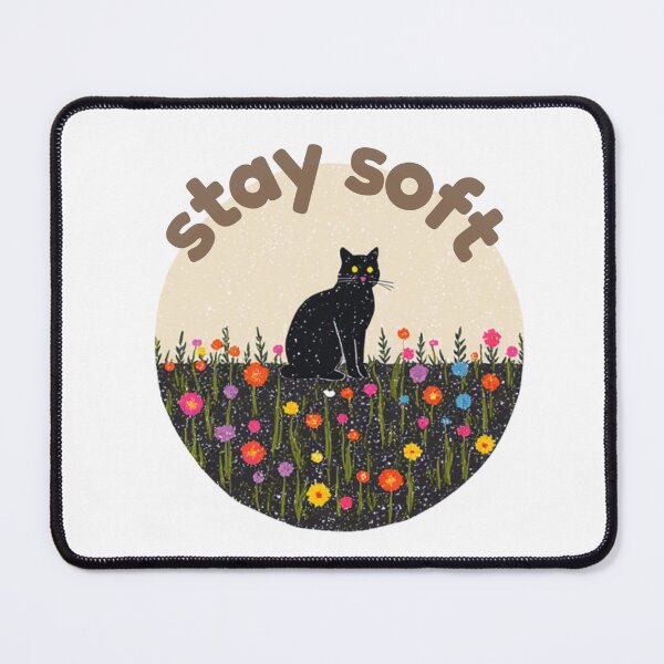 Item preview, Stay Soft Black Cat Floral Retro Design designed and sold by mellow-koko.