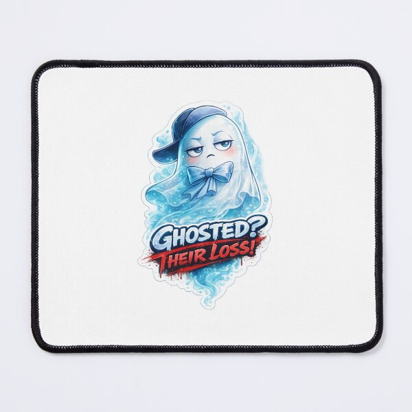 Item preview, Sassy Ghost Sticker – “Ghosted? Their Loss” Cute Attitude Ghost with Red Graffiti Text & Blue Mist designed and sold by SparkVault.