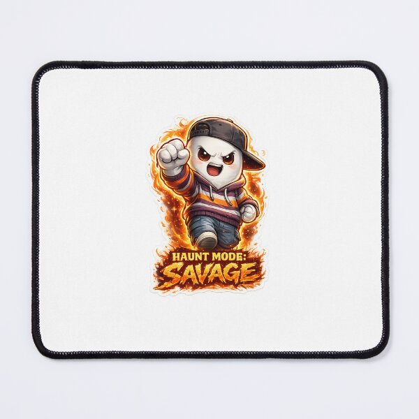 Item preview, Adorable Tough Ghost Sticker – “Haunt Mode: Savage” Kawaii Ghost with Snapback & Fire Text designed and sold by SparkVault.
