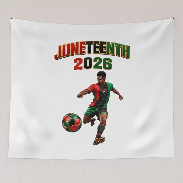 Item preview, Juneteenth Soccer Player Shirt Freedom Day Football Red Black Green Design designed and sold by ArtSpark Studio.