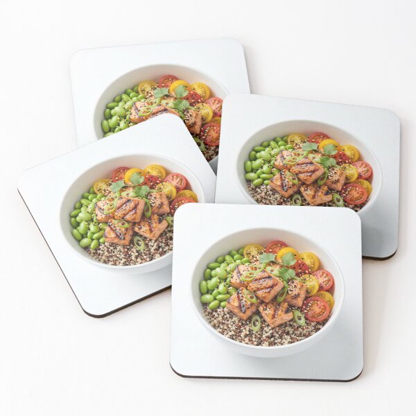 Item preview, Healthy poke bowl with grilled salmon, quinoa, and fresh vegetables designed and sold by pixelbloom17.