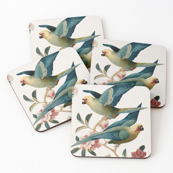 Item preview, Two Parakeets with Blossoms Chinoiserie Bird Art Print designed and sold by BestVarieties.