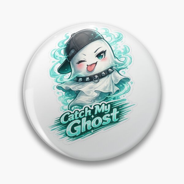 Item preview, Sassy Chibi Ghost Sticker – “Catch My Ghost” Cute Spooky Ghost with Attitude, Teal Mist & Speed Line Text designed and sold by SparkVault.