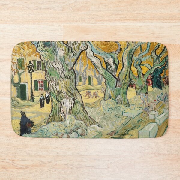 Item preview, The Road Menders by Vincent van Gogh: Post Impressionist Autumn Tree Poster designed and sold by artofuniverse.