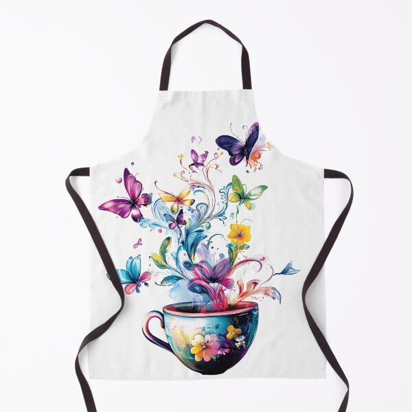 Item preview, Magical Teacup with Flowers and Butterflies - Vibrant Whimsical Floral Art Print designed and sold by DesignArtist.ia.