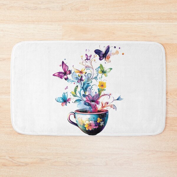 Item preview, Magical Teacup with Flowers and Butterflies - Vibrant Whimsical Floral Art Print designed and sold by DesignArtist.ia.