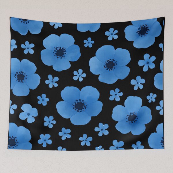Item preview, Little blue poppies pattern designed and sold by uunaa.