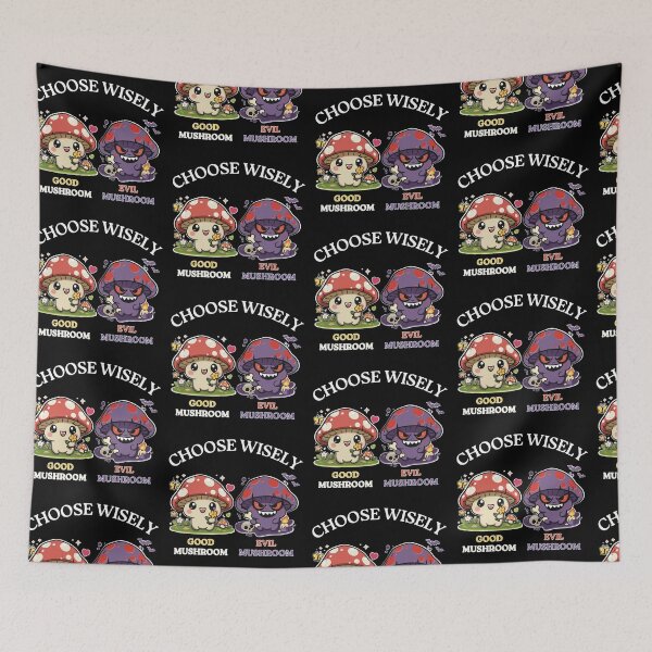 Item preview, Kawaii Mushroom Good vs Evil – Cute & Dark Funny Cartoon Design designed and sold by Martapp.