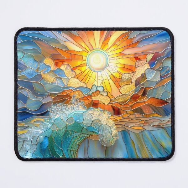 Item preview, Ocean Waves at Sunset: Stained Glass Art designed and sold by MargaretWiktor.