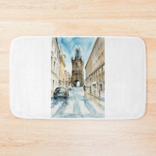 Item preview, Gothic Powder Tower Prague Watercolor Cityscape designed and sold by caracatita75.