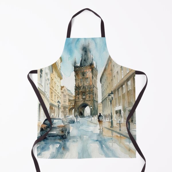 Item preview, Gothic Powder Tower Prague Watercolor Cityscape designed and sold by caracatita75.