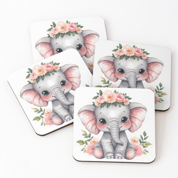 Item preview, Cute Baby Elephant with Flower Crown – Pastel Kawaii Floral Animal Sticker designed and sold by DigitfanStudio.