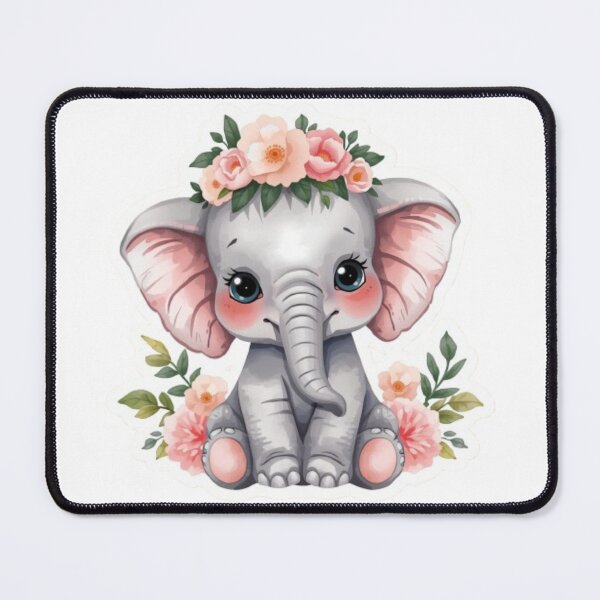 Item preview, Cute Baby Elephant with Flower Crown – Pastel Kawaii Floral Animal Sticker designed and sold by DigitfanStudio.