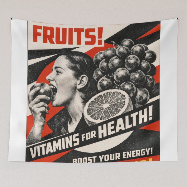 Item preview, Eat More Fruits – Vintage Energy Poster designed and sold by ForeverPrintsOK.