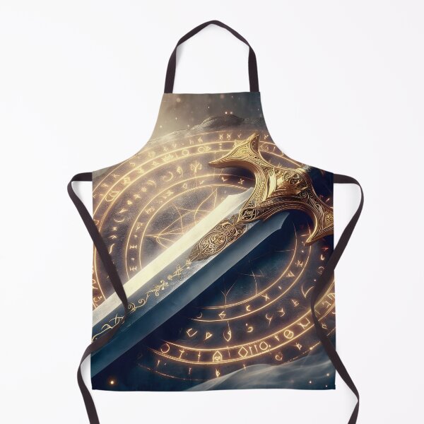 Item preview, Ornate Sword With Glowing Runic Stone Digital Art designed and sold by PandaTShirtShop.