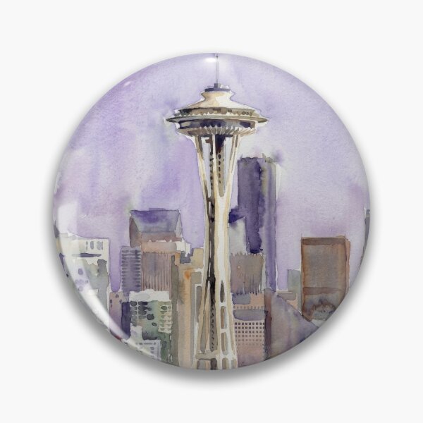 Item preview, Seattle Space Needle Skyline Watercolor Painting designed and sold by caracatita75.