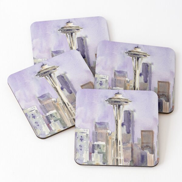 Item preview, Seattle Space Needle Skyline Watercolor Painting designed and sold by caracatita75.