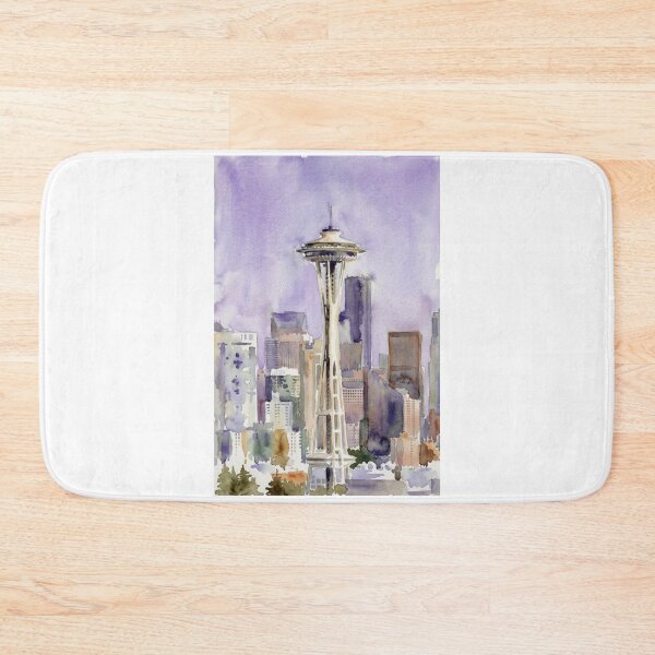 Item preview, Seattle Space Needle Skyline Watercolor Painting designed and sold by caracatita75.