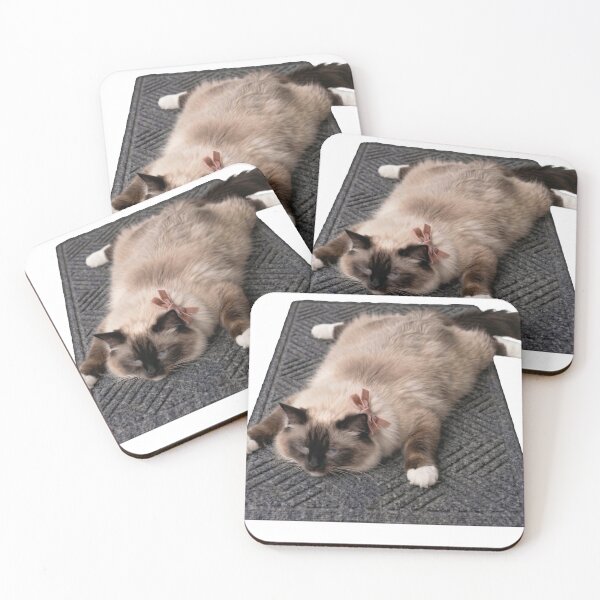 Item preview, Totally Splatted: Ribbon-Adorned Cat on a Mat designed and sold by RagAndRaga.