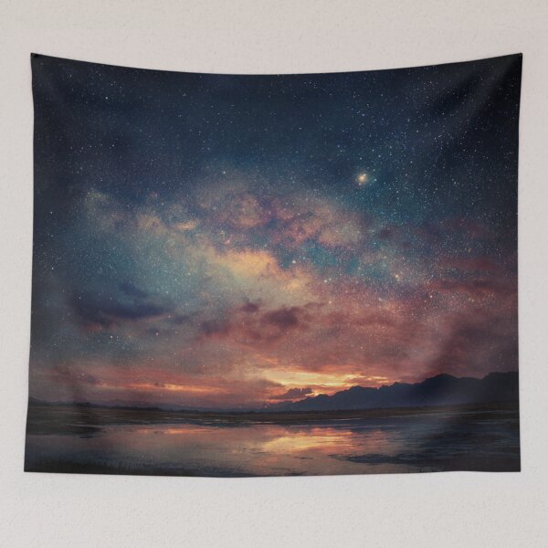 Item preview, Midnight Starry Sky Milky Way Sunset Pond designed and sold by GrinGalore.