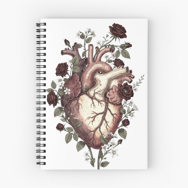 Artikelvorschau, Anatomisches Herz-T-Shirt mit botanischem Motiv | Vintage-Illustration eines floralen Herzens | Geschenkidee für Krankenschwestern und Ärzte im Stil dunkler Romantik entworfen und verkauft von Panom Suavichien.