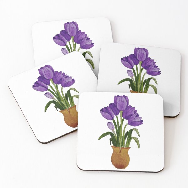 Item preview, Purple tulips in a vase – handmade in watercolor. designed and sold by Greitas.