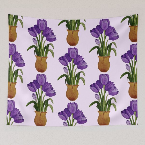 Item preview, Purple tulips in a vase – handmade in watercolor. designed and sold by Greitas.