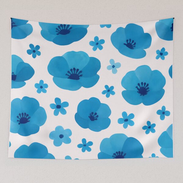 Item preview, Little blue poppies pattern designed and sold by uunaa.
