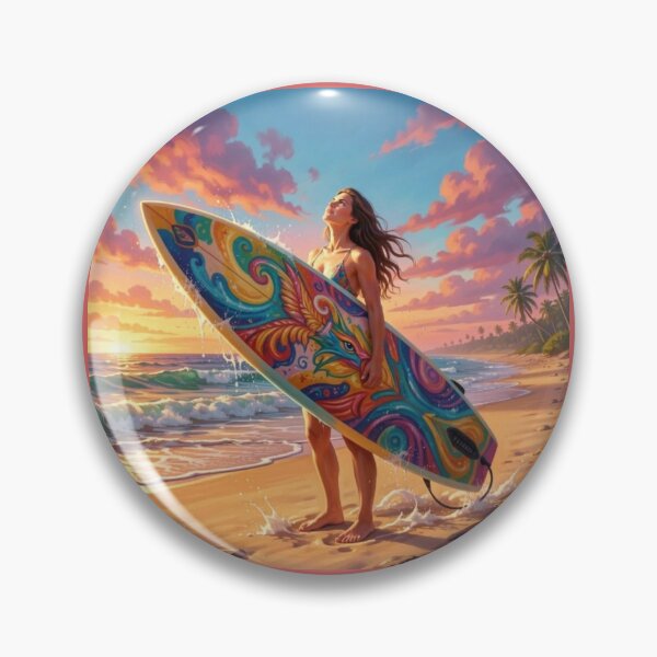 Item preview, Vibrant Sunset Surf Art with Colorful Board, Ocean Waves and Tropical Beach Energy designed and sold by FotoworldEdel.