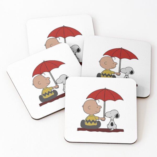 Item preview, Kind Charlie Brown Holding Red Umbrella for Snoopy designed and sold by damejukio.