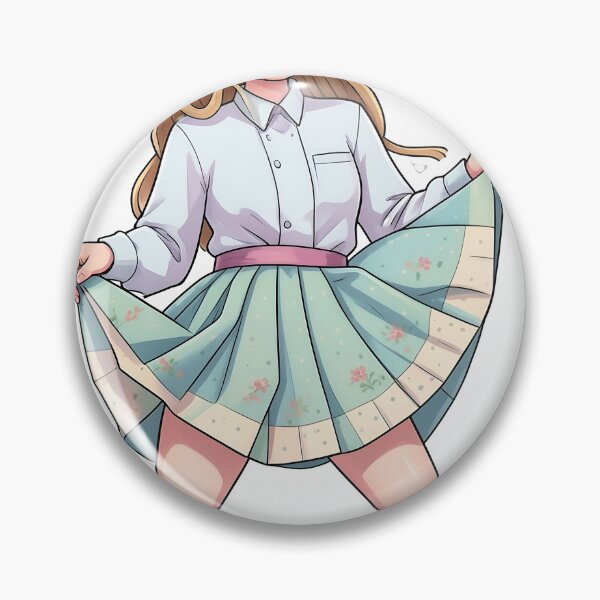 Item preview, A cartoon girl in a blue skirt and white shirt on transparent background designed and sold by Creative88Art.