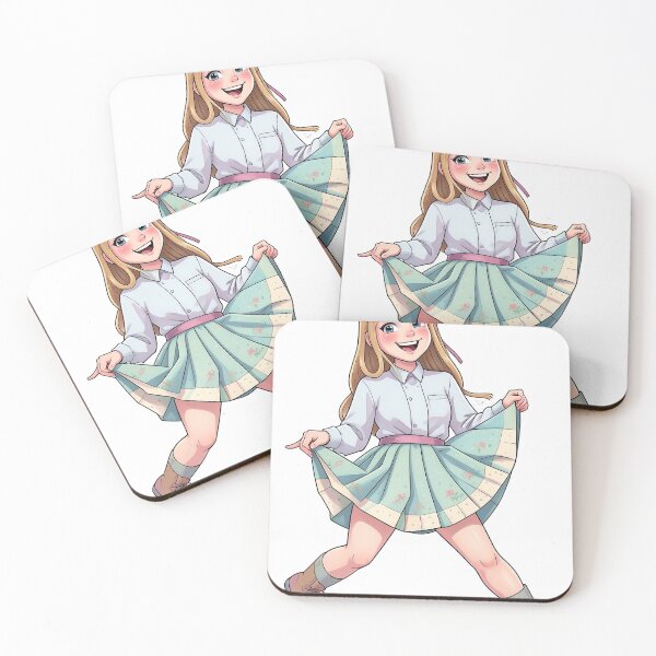 Item preview, A cartoon girl in a blue skirt and white shirt on transparent background designed and sold by Creative88Art.