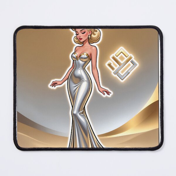 Item preview, A cartoon woman in a silver dress standing in the desert on transparent background designed and sold by Creative88Art.