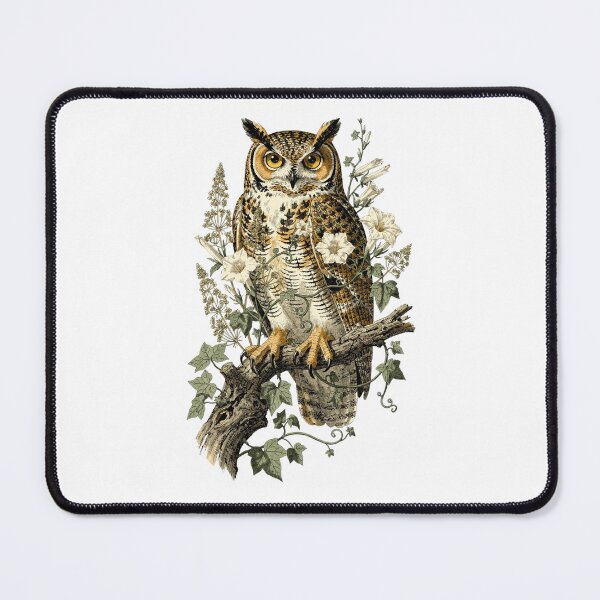 Item preview, Great Horned Owl Botanical T-Shirt | Bubo Virginianus Vintage Illustration | Dark Academia Nature Gift designed and sold by Panom Suavichien.