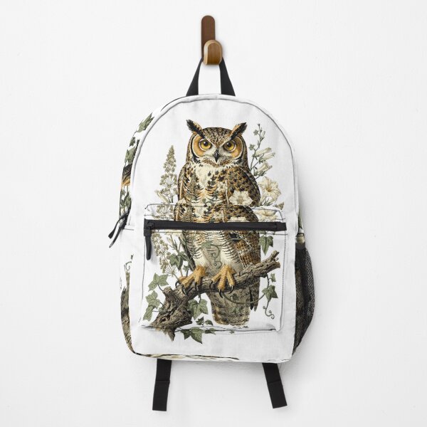 Item preview, Great Horned Owl Botanical T-Shirt | Bubo Virginianus Vintage Illustration | Dark Academia Nature Gift designed and sold by Panom Suavichien.