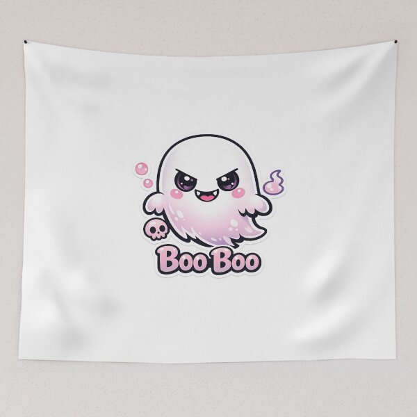 Item preview, Kawaii Ghost – Cute Spooky Boo Character Aesthetic Sticker designed and sold by CosmicSplendor.